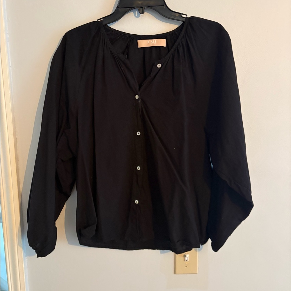 Black Button-Up Women's Top